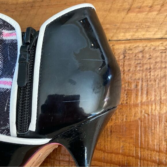 Sophia Webster Plaid Patent Leather High Heel Ankle Boots Black Pink Size EU 39 - Picture 16 of 16